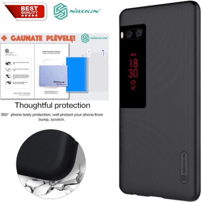 Juodas Frosted shield serijos dėklas + plėvelė Nillkin (MEIZU PRO 7 PLUS) Juodas Frosted shield serijos dėklas + plėvelė Nillkin (MEIZU PRO 7 PLUS)